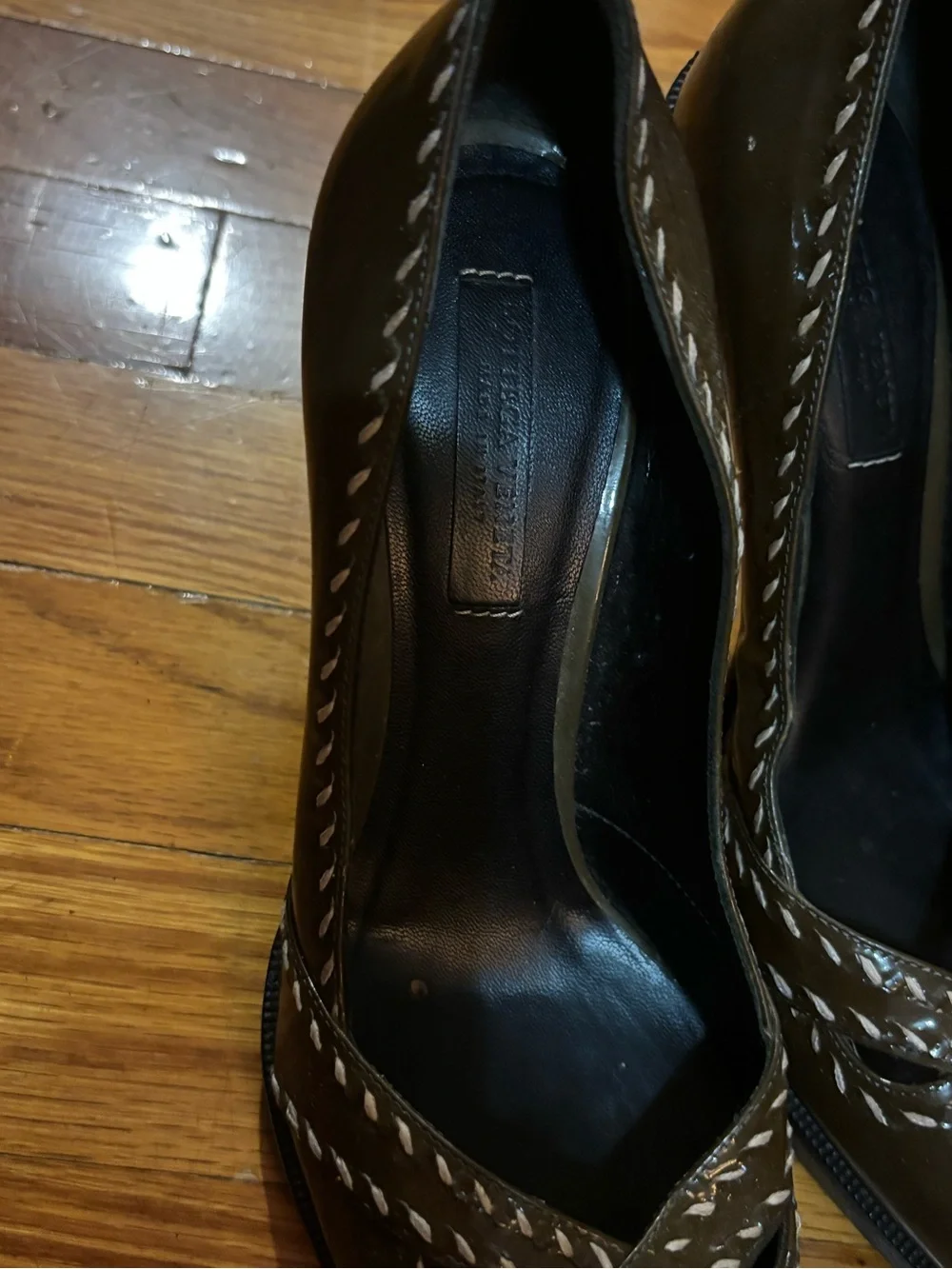 Vintage Bottega Veneta Olive Green Heels Whipstitch shoes Prada pumps 37.5 Gucci